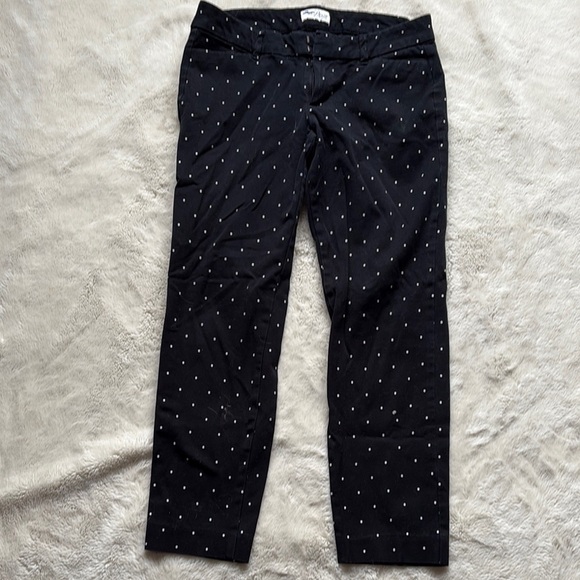 Old Navy Pixie Pants Black Polka Dot Ankle Pants | 95% Cotton Stretch Trousers - Picture 1 of 6